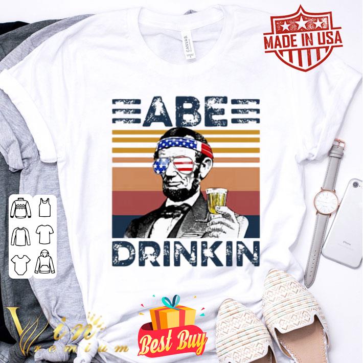 Abraham Lincoln Drinkin Beer Glass American Flag Vintage shirt