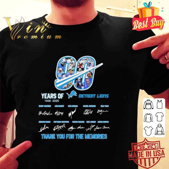90 Years Of 1930-2020 Detroit Lions Signatures shirt