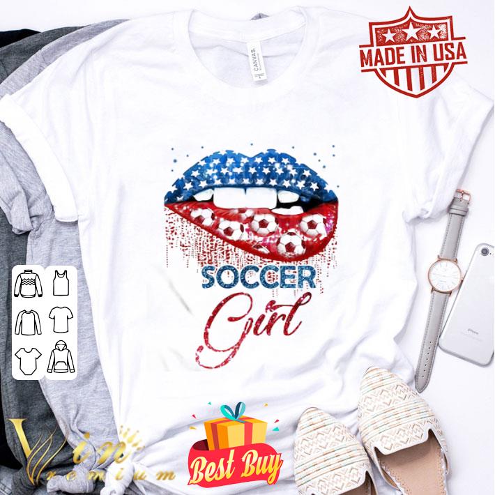 Lips Soccer Girl American Flag 4th Of July Independence Day shirt