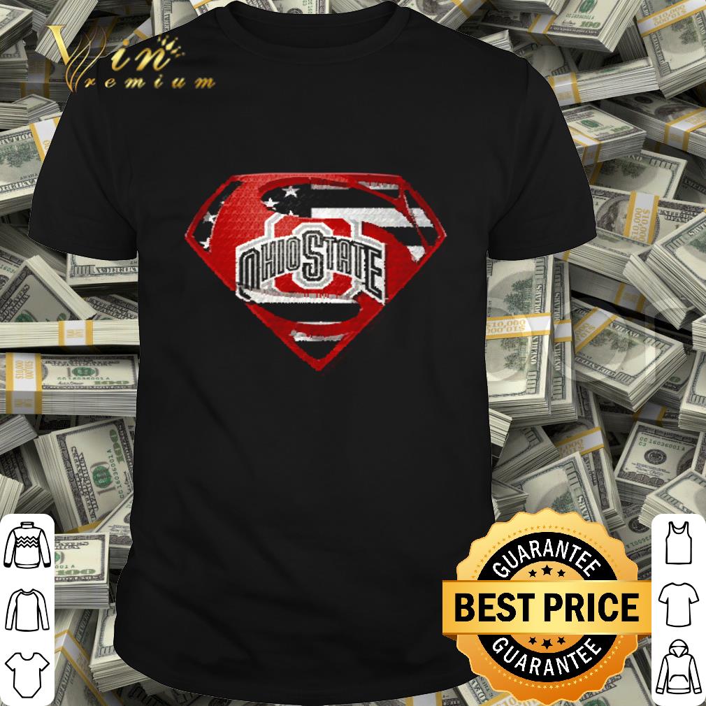 Logo Ohio State Buckeyes Inside Superman American Flag shirt