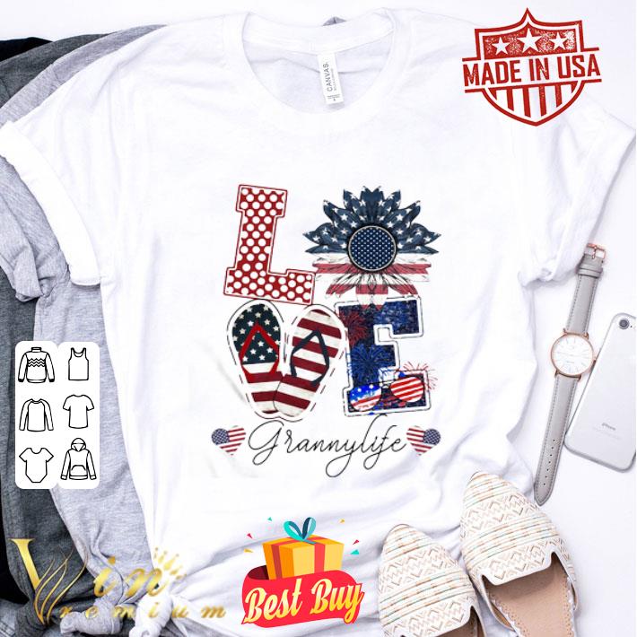Love Grannylife Sunflower American Flag 4th Of July shirt