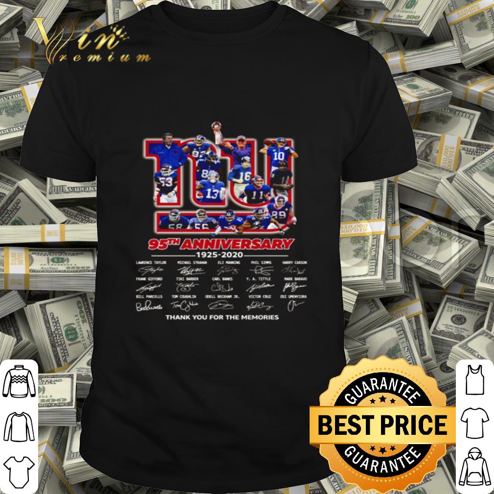 New York Giants 95th Anniversary 1925-2020 Signed Thank You For The Memories shirt