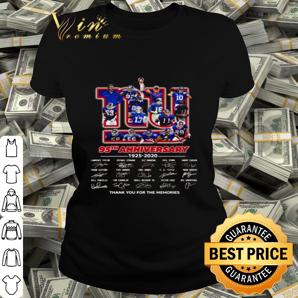 New York Giants 95th Anniversary 1925-2020 Signed Thank You For The Memories shirt