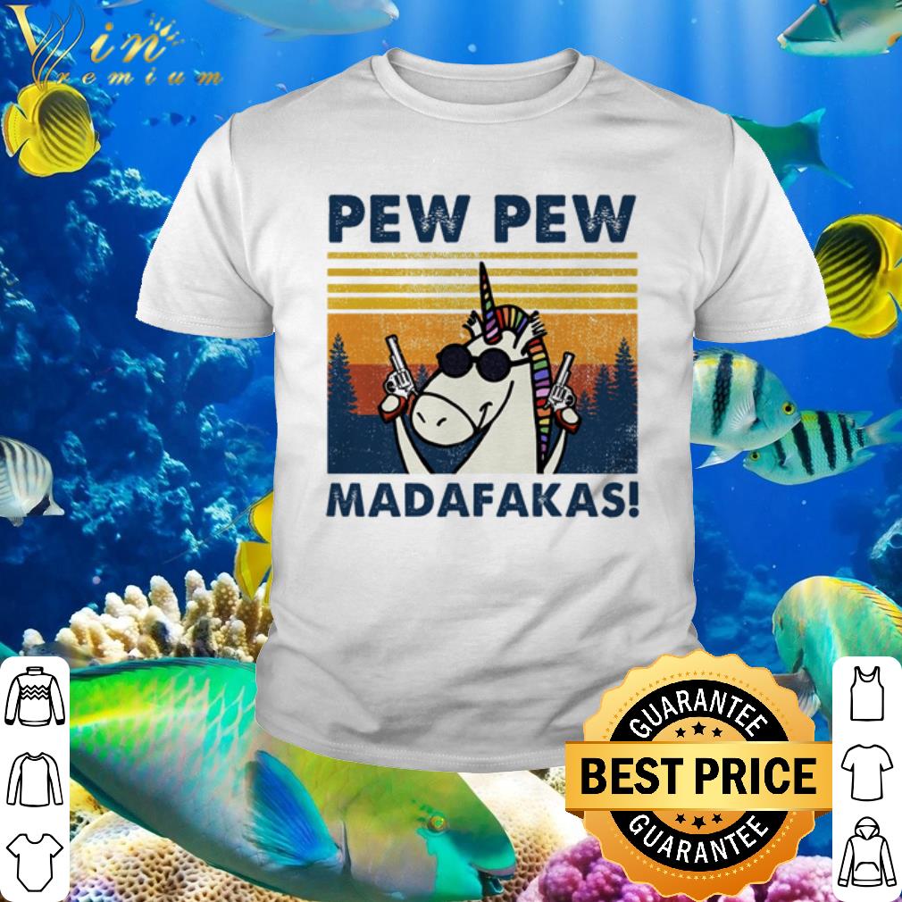Original Vintage Unicorn hold gun Pew Pew Madafakas shirt 2