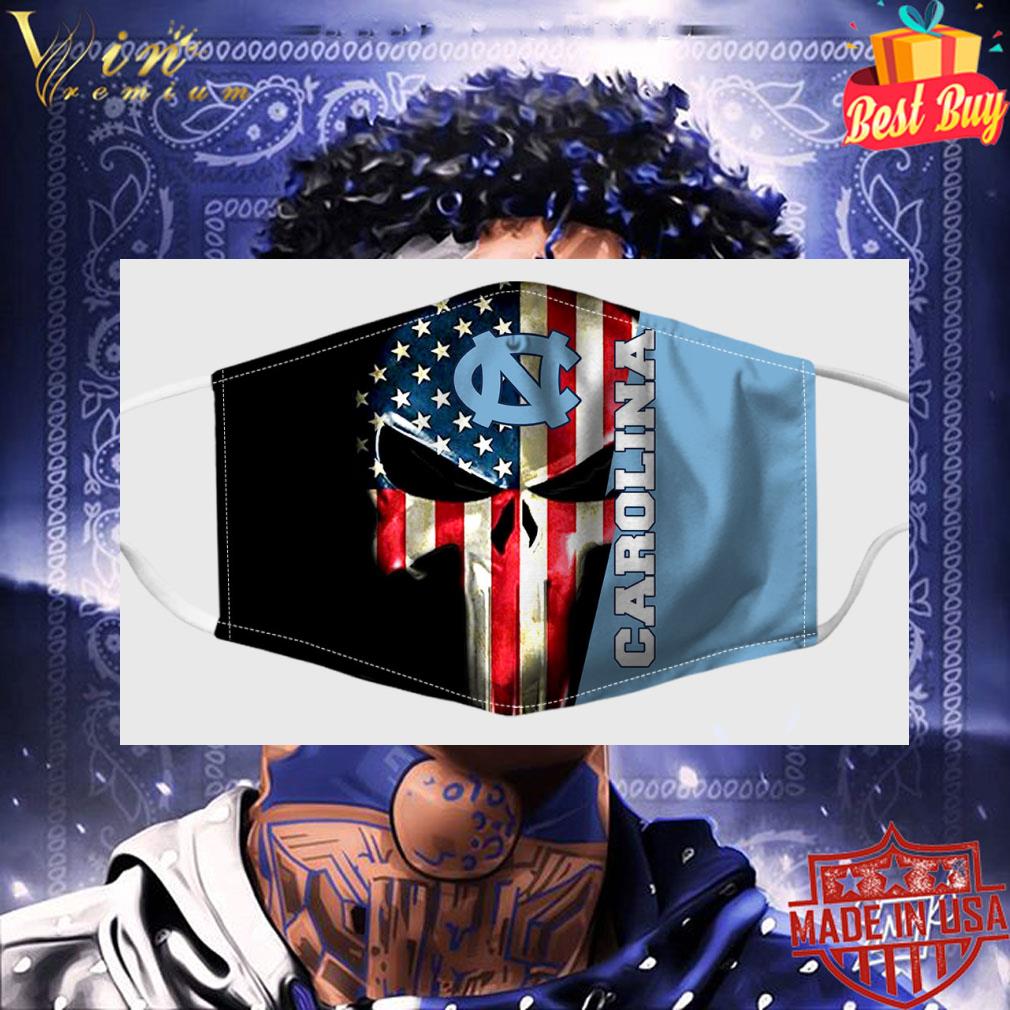 Skull North Carolina Tar Heels Punisher American flag face mask Skull North Carolina Tar Heels Punisher American flag face mask 3