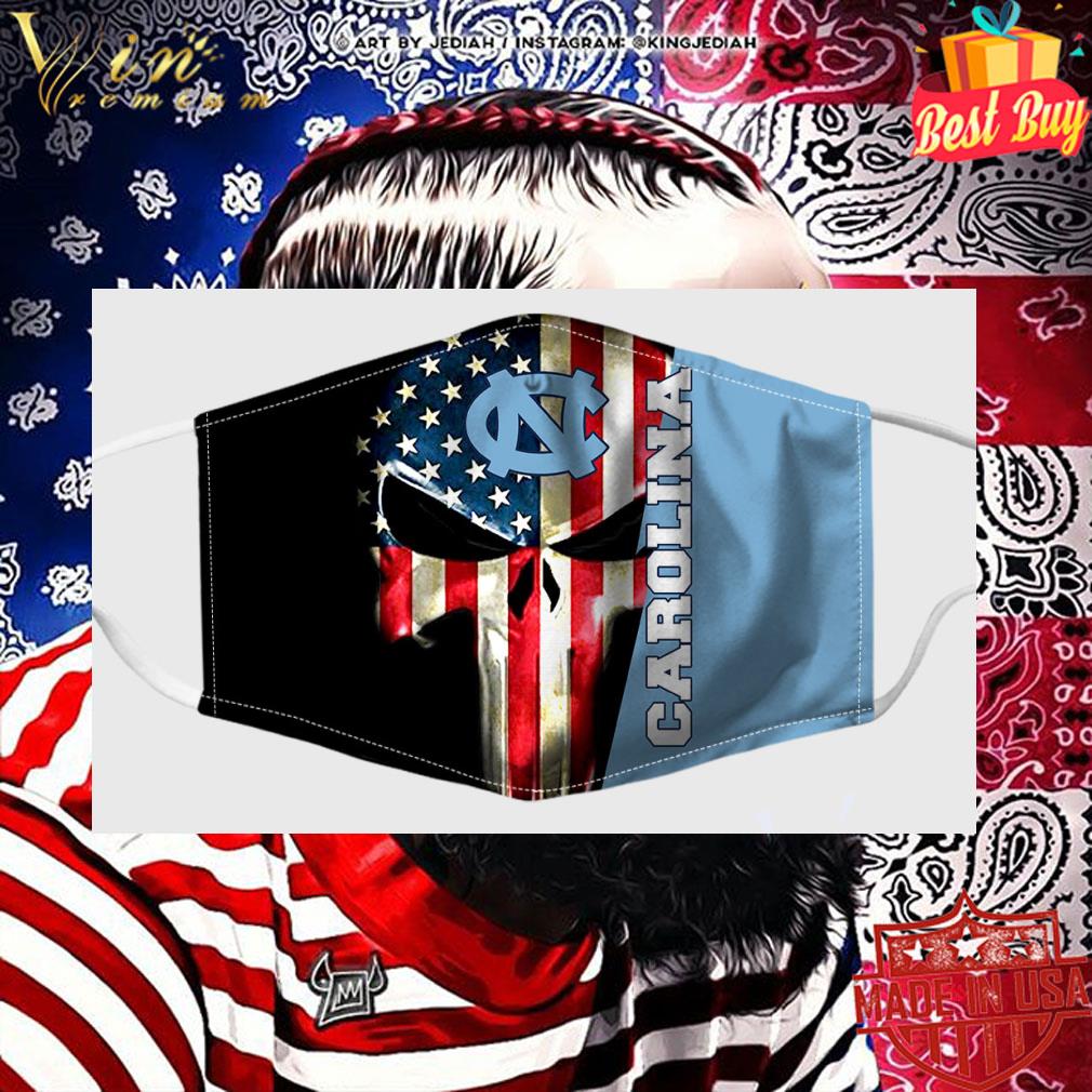 Skull North Carolina Tar Heels Punisher American flag face mask Skull North Carolina Tar Heels Punisher American flag face mask 2