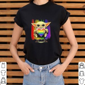 Original Star Wars Baby yoda hug heart Pride water reflection shirt 5