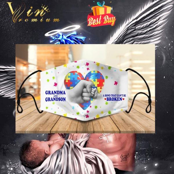 Grandma and grandson a bond that can't be broken Autism face mask 1