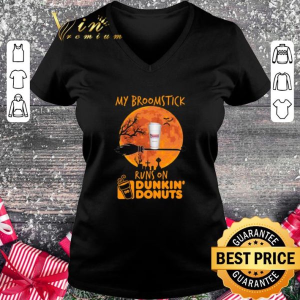 Premium My broomstick runs on Dunkin’ Donuts sunset halloween shirt 2