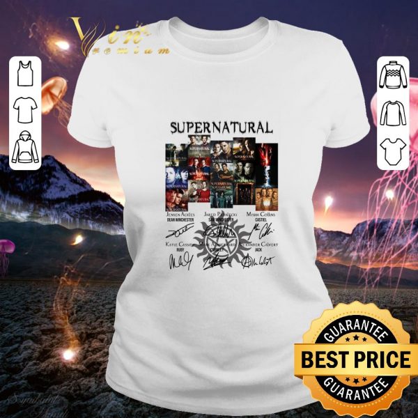 Premium Supernatural 15 season movie signatures shirt 2