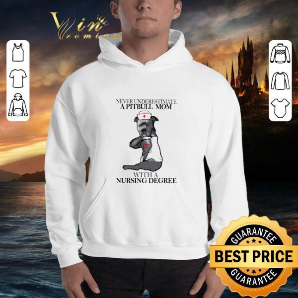 Awesome Never underestimate a Pitbull mom with a nursing degree shirt 3