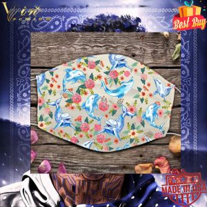 Dolphins and Flowers face mask 5