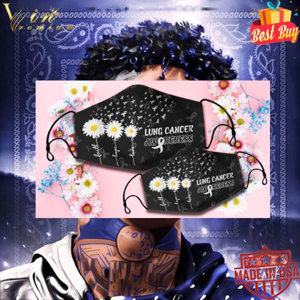 Faith hope love Lung Cancer Awareness face mask 3