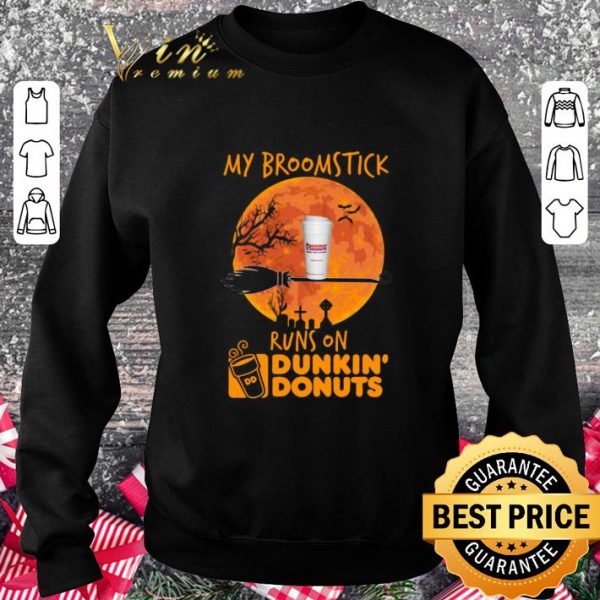 Premium My broomstick runs on Dunkin’ Donuts sunset halloween shirt 3