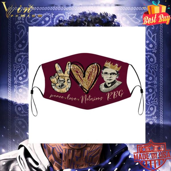 Peace Love Notorious RBG RIP Ruth Bader Ginsburg Face Mask 3