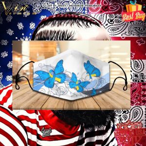 Butterflies Down Syndrome Awareness face mask 4