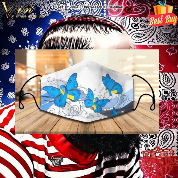 Butterflies Down Syndrome Awareness face mask 2