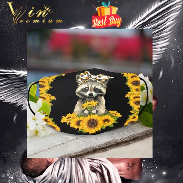 Raccoon Sunflowers face mask 1