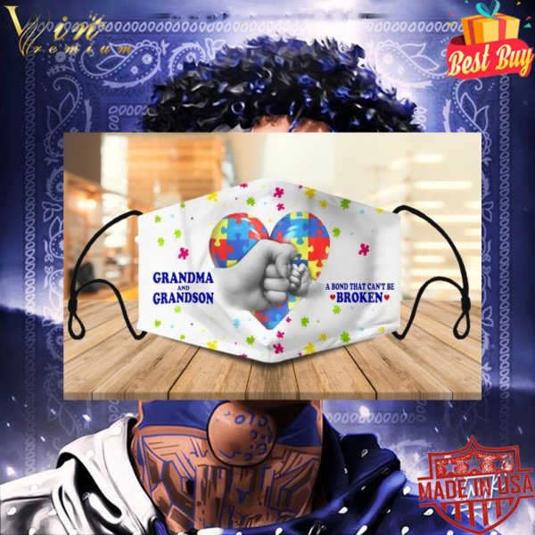 Grandma and grandson a bond that can't be broken Autism face mask 3