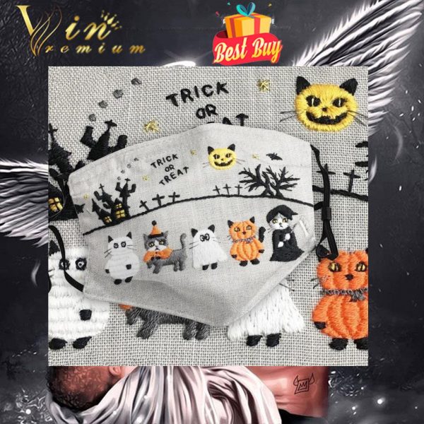 Cats Trick or treat halloween face mask 1