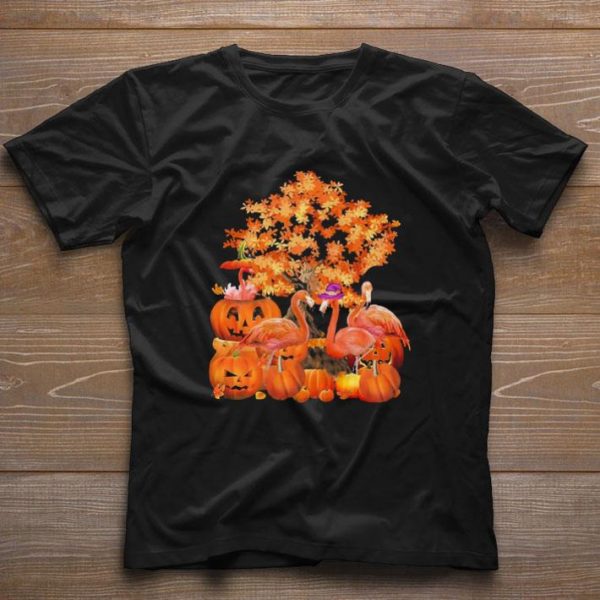 Premium Flamingos pumpkin happy Halloween shirt 1