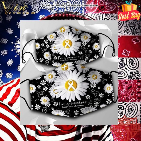 Daisy flowers I'm a survivor Lung Cancer Awareness face mask 2