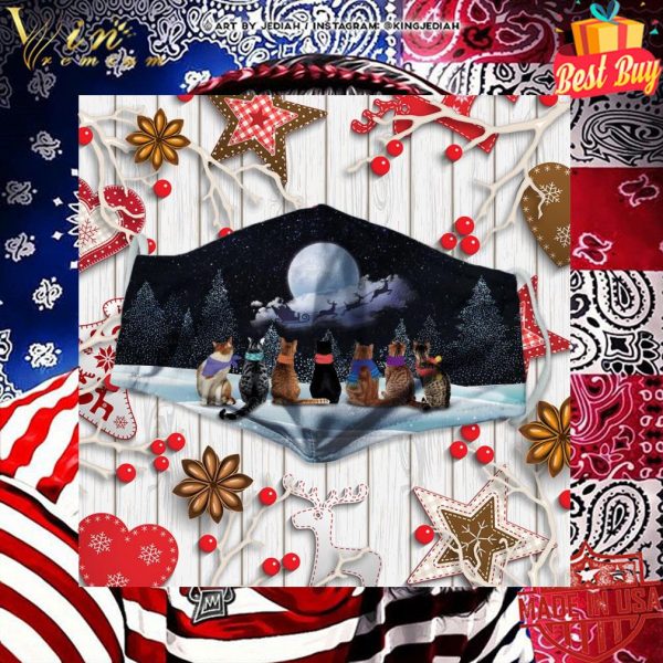 Cats under the moon Christmas face mask 2