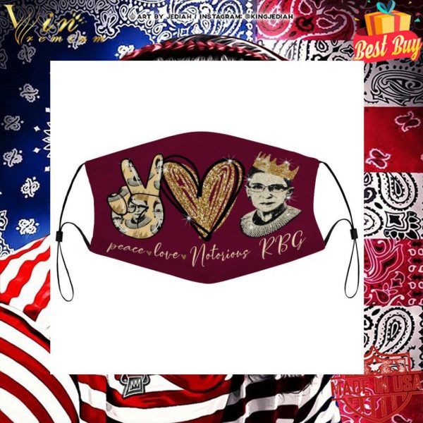 Peace Love Notorious RBG RIP Ruth Bader Ginsburg Face Mask 2
