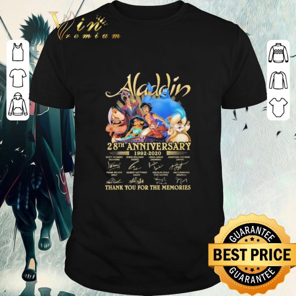 Pretty Aladdin 28th anniversary 1992 2020 thank you for the memories signatures shirt 1