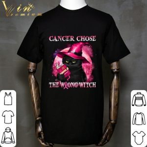 Black cat Breast Cancer chose the wrong witch shirt 4