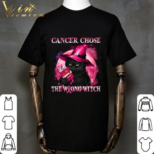 Black cat Breast Cancer chose the wrong witch shirt 2