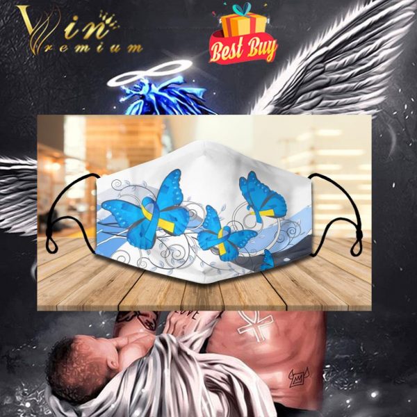 Butterflies Down Syndrome Awareness face mask 1