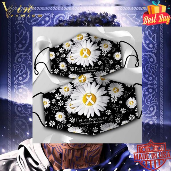 Daisy flowers I'm a survivor Lung Cancer Awareness face mask 3