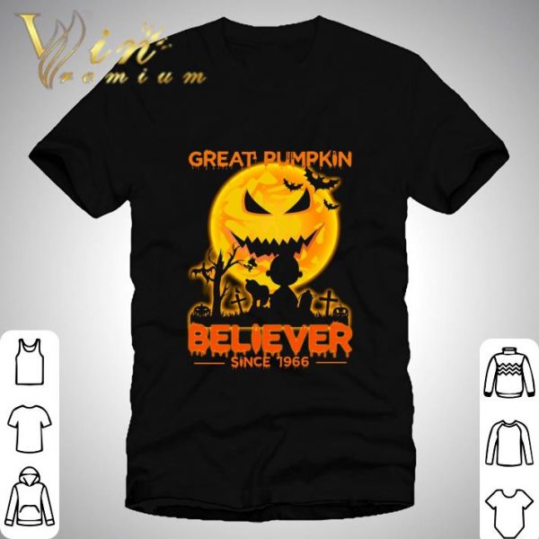 Snoopy and Charlie Brown great pumpkin believer since 1966 shirt 1