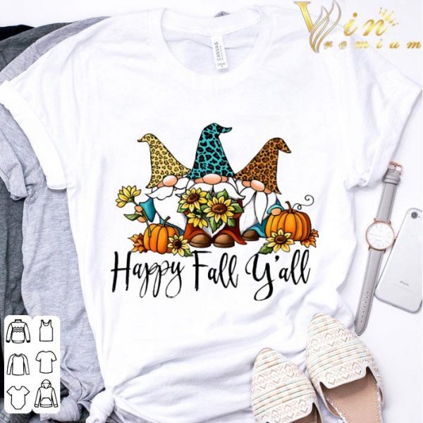 Gnomes Happy Fall Y’all Sunflowers pumpkins Halloween shirt 3