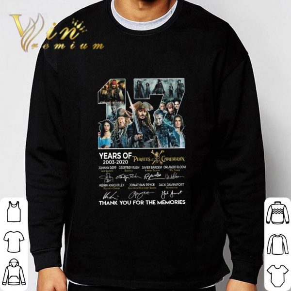 17 years of 2003-2020 Pirates of the Caribbean signatures shirt 3