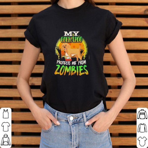 Nice My Cockapoo protects Me from Zombies halloween shirt 3