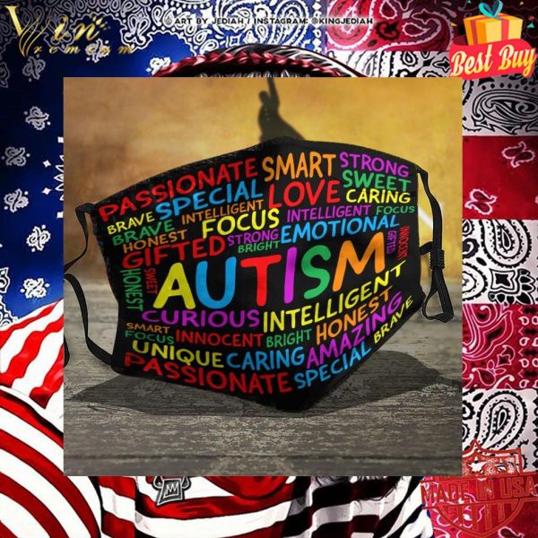 Autism passionate brave special smart love strong sweet face mask 2