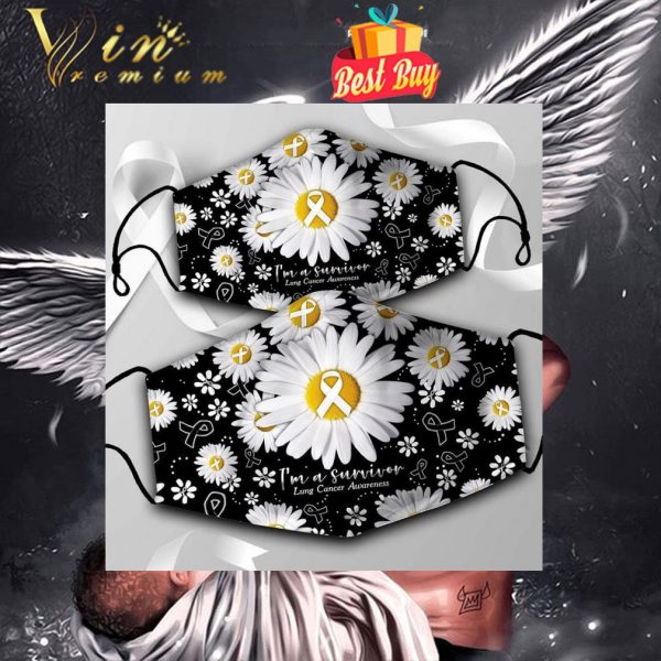 Daisy flowers I'm a survivor Lung Cancer Awareness face mask 1