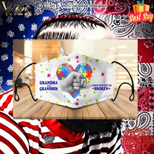 Grandma and grandson a bond that can't be broken Autism face mask 2