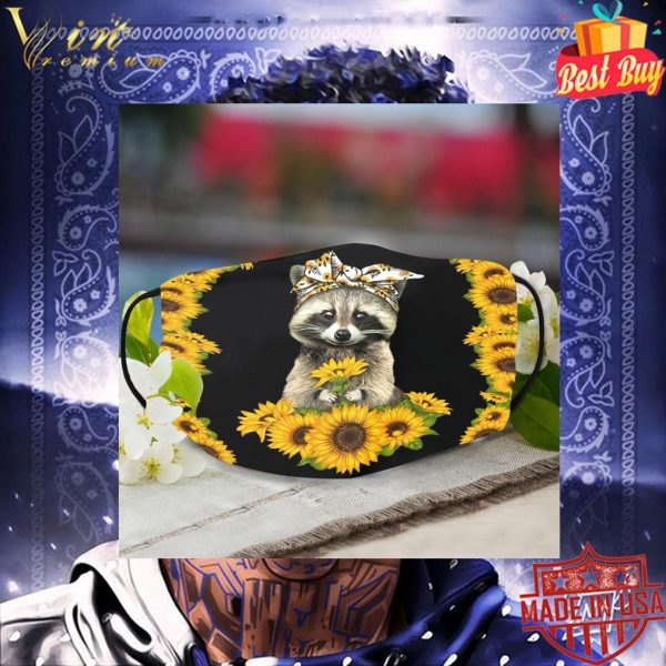 Raccoon Sunflowers face mask 3