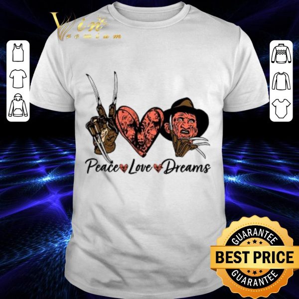 Official Horror movie Peace Love Dreams Freddy Krueger Halloween shirt 1