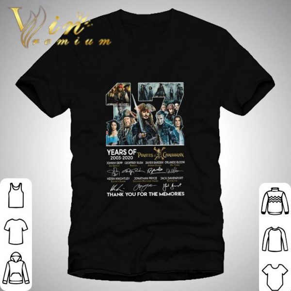 17 years of 2003-2020 Pirates of the Caribbean signatures shirt 1