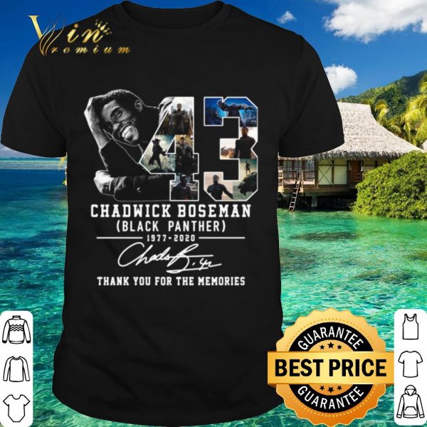 Nice 43 Years 1977 2020 Chadwick Boseman Black Panther Thank You For The Memories Signature shirt 1