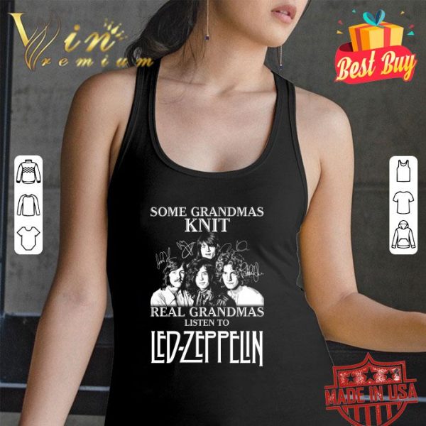 Awesome Some grandmas KNIT real grandmas listen to Led-Zeppelin band member signatures shirt 3