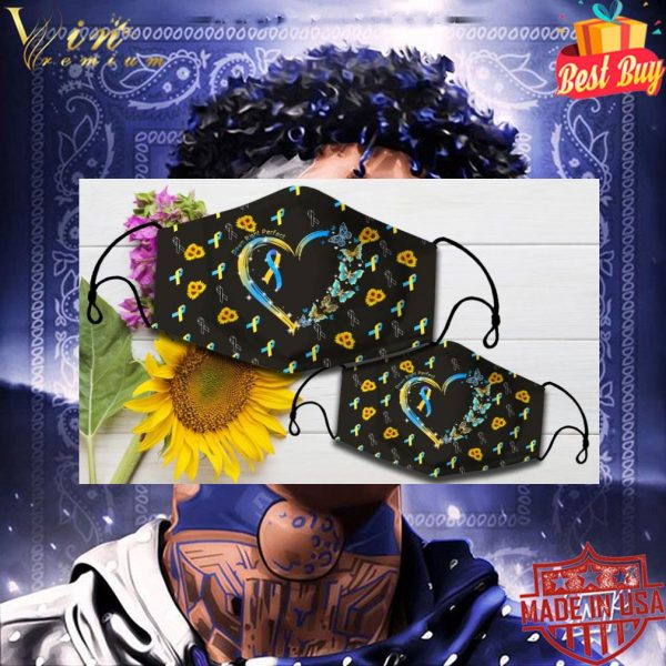 Down Right Perfect Butterflies Down Syndrome Awareness face mask 3