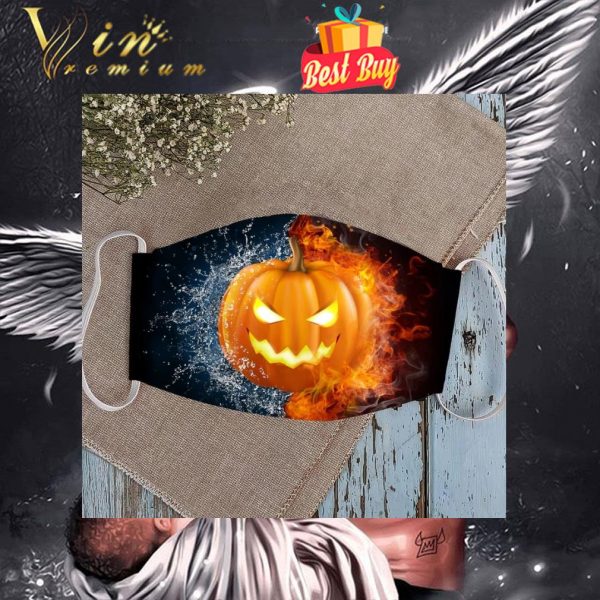 Halloween Pumpkin in Fire and Water face mask 1