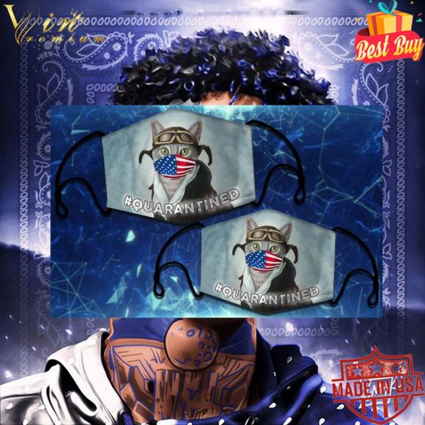 Pilot cat American flag quarantined face mask 3