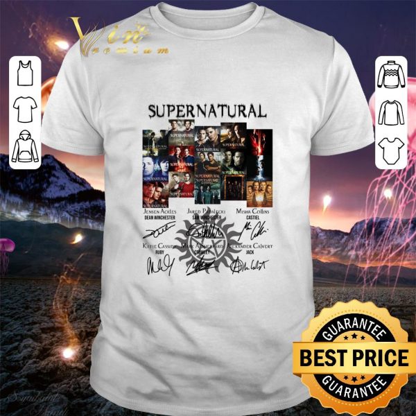 Premium Supernatural 15 season movie signatures shirt 1