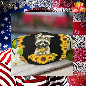 Raccoon Sunflowers face mask 4